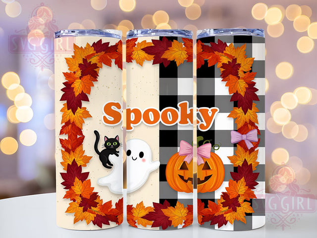 Spooky Ghost & Cat Fall Tumbler, Ghost & Black Cat Sublimation, Halloween Drinkware Design, 20oz Skinny Tumbler Wrap, Cute Spooky Season Wrap, Autumn Haunted Tumbler, Trick Or Treat Sublimation Design Sublimation SvggirlplusArt 