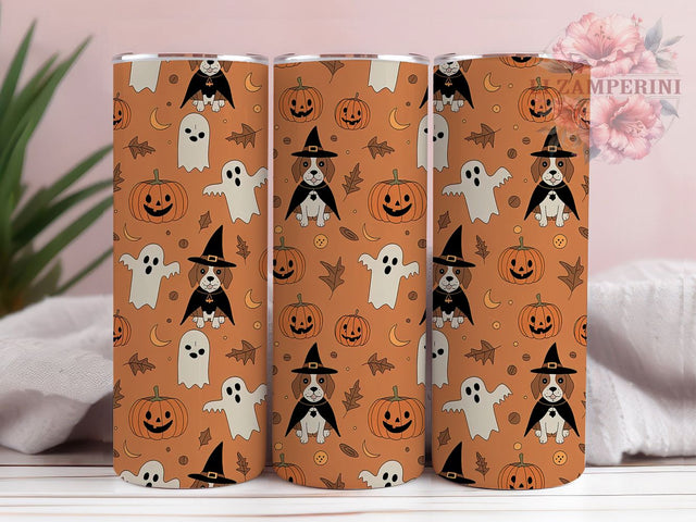 Spooky Ghost Dog Halloween Tumbler, Cute Ghost Dog Cup, 20Oz Sublimation Wrap, Spooky Pet Drinkware, Puppy Ghost Mug, Dog Lover Halloween Tumbler, Fall Pet Coffee Cup Sublimation Li Zamperini 