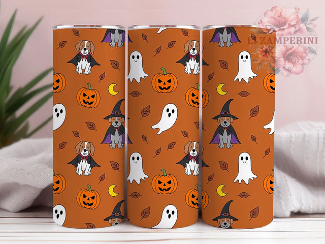 Spooky Ghost Dog Halloween Tumbler, Cute Ghost Dog Cup, 20Oz Sublimation Wrap, Spooky Pet Drinkware, Puppy Ghost Mug, Dog Lover Halloween Tumbler, Fall Pet Coffee Cup Sublimation Li Zamperini 