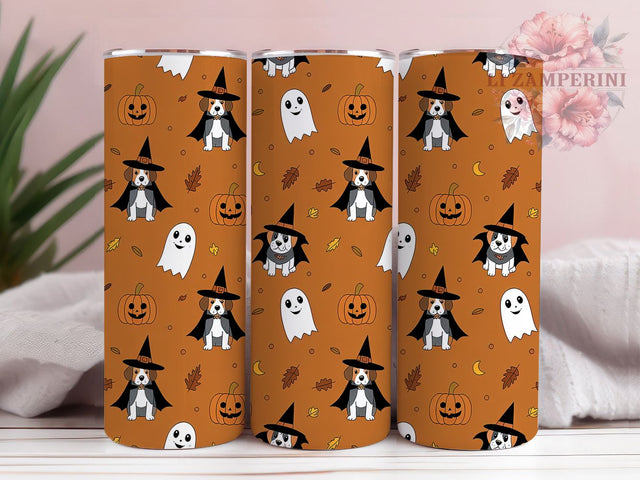 Spooky Ghost Dog Halloween Tumbler, Cute Ghost Dog Cup, 20Oz Sublimation Wrap, Spooky Pet Drinkware, Puppy Ghost Mug, Dog Lover Halloween Tumbler, Fall Pet Coffee Cup Sublimation Li Zamperini 