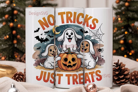 Spooky Ghost Dogs 20oz Tumbler Wrap Sublimation DesignSVG 