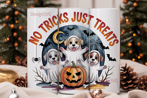 Spooky Ghost Dogs 20oz Tumbler Wrap Sublimation DesignSVG 