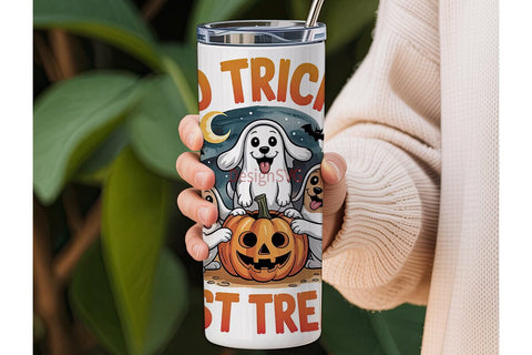 Spooky Ghost Dogs 20oz Tumbler Wrap Sublimation DesignSVG 