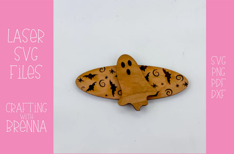 Spooky Ghost Hair Clip Laser SVG File SVG Crafting With Brenna 