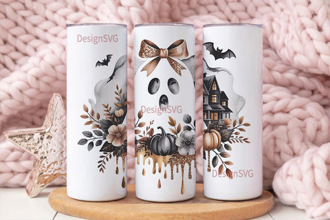 Spooky Ghost Halloween 20oz Tumbler Wrap Sublimation DesignSVG 