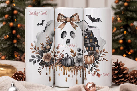 Spooky Ghost Halloween 20oz Tumbler Wrap Sublimation DesignSVG 