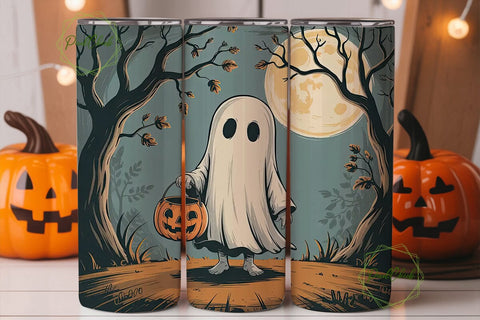 Spooky Ghost Halloween 20oz Tumbler Wrap Sublimation PixelChick 