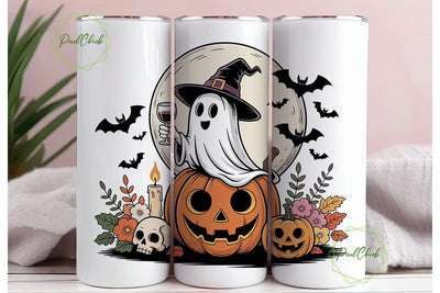 Spooky Ghost Halloween 20oz Tumbler Wrap Sublimation PixelChick 