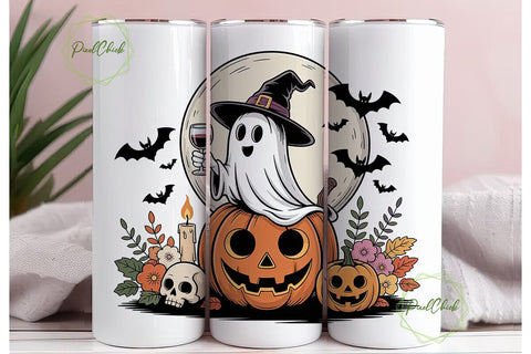 Spooky Ghost Halloween 20oz Tumbler Wrap Sublimation PixelChick 