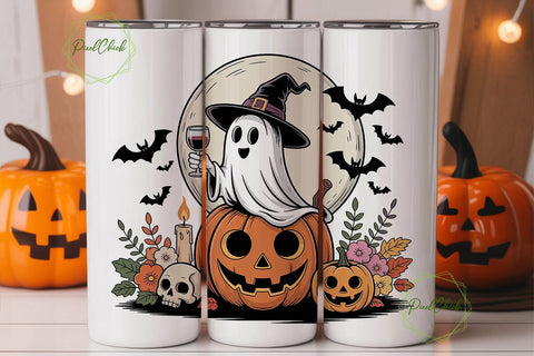 Spooky Ghost Halloween 20oz Tumbler Wrap Sublimation PixelChick 