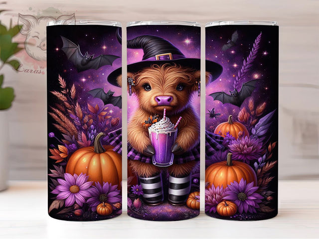 Spooky Ghost Highland Cow Halloween Tumbler, Highland Cow Ghost Wrap, Halloween Cow Design, 20Oz Skinny Tumbler, Ghost Cow Sublimation, Autumn Cow Drinkware, Funny Spooky Tumbler Sublimation Lara' s Designs 