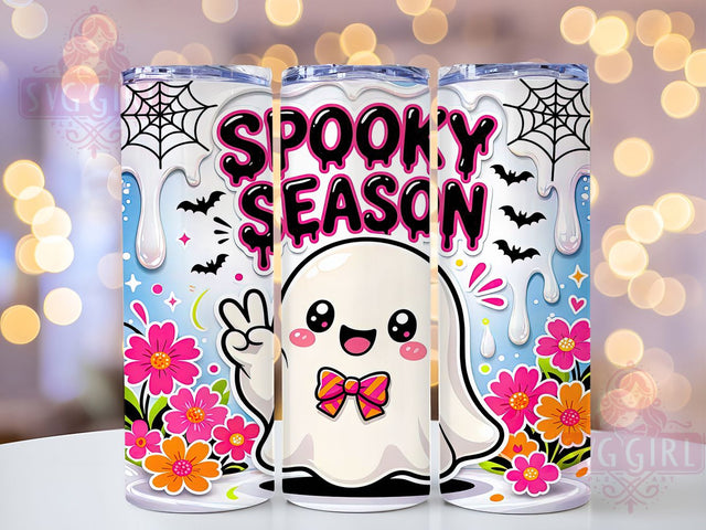 Spooky Ghost Leopard Glow 20oz Tumbler, Spooky Ghost, Leopard Print, Glow Effect, Halloween Theme, Creepy Charm, Skinny Tumbler, Sublimation PNG Sublimation SvggirlplusArt 