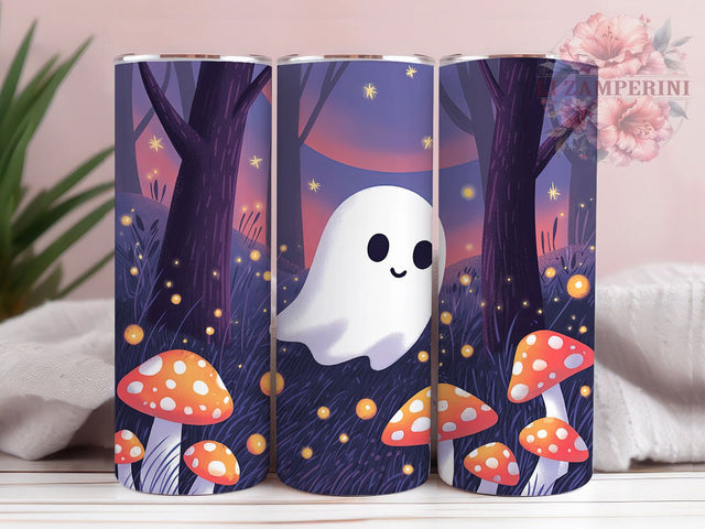 Spooky Ghost Mushroom Forest Tumbler Wrap, Mushroom Forest Wrap, 20Oz Sublimation Design, Haunted Woods Cup, Gothic Mushroom Drinkware, Halloween Forest Tumbler, Creepy Mushroom Wrap Sublimation Li Zamperini 