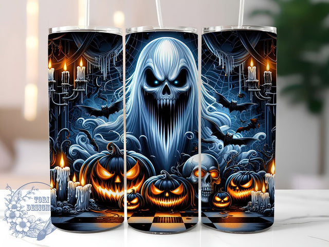 Spooky Ghost Pumpkin Halloween Tumbler, Halloween Cup Wrap, 20Oz Sublimation, Ghost & Pumpkin Drinkware, Haunted Pumpkin Mug, Autumn Ghost Wrap, Creepy Cute Cup Print Sublimation ToriDesigns 