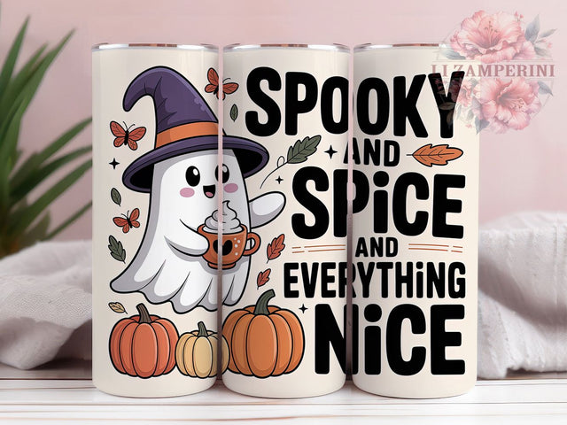 Spooky Ghost Pumpkin Spice Tumbler, Ghost Latte, 20Oz Tumbler, Sublimation Design, Pumpkin Spice, Halloween Wrap, Cute & Creepy Sublimation Li Zamperini 