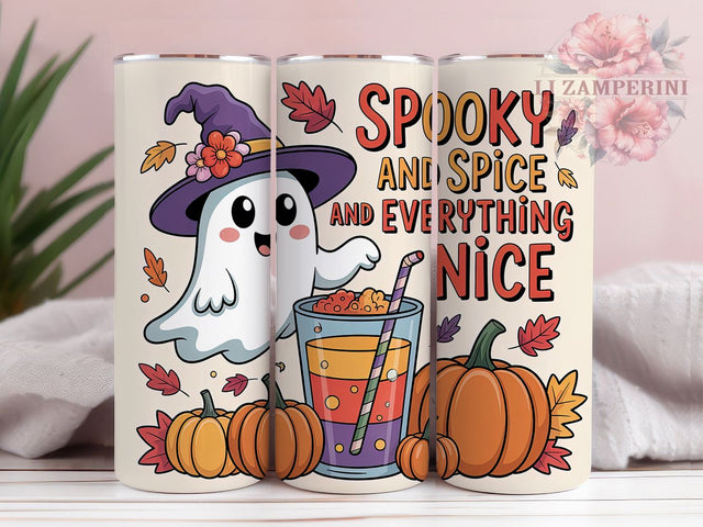 Spooky Ghost Pumpkin Spice Tumbler, Ghost Latte, 20Oz Tumbler, Sublimation Design, Pumpkin Spice, Halloween Wrap, Cute & Creepy Sublimation Li Zamperini 
