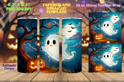Spooky Ghost Tumbler Wrap | Halloween Tumbler Wrap for Sublimation Sublimation Sublimatiz Designs 