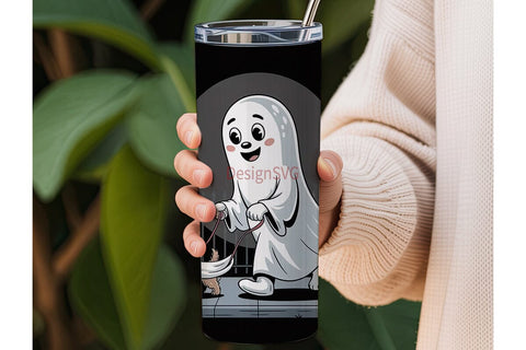 Spooky Ghost Walk 20oz Tumbler Wrap Sublimation DesignSVG 