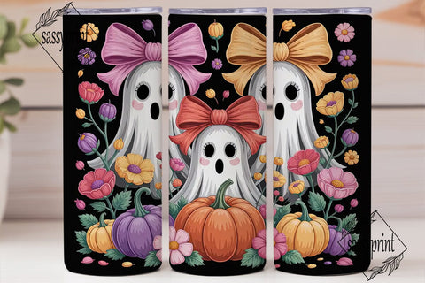 Spooky Ghostly Garden 20oz Tumbler Wrap Sublimation sassyprint 