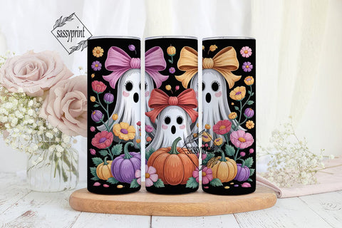 Spooky Ghostly Garden 20oz Tumbler Wrap Sublimation sassyprint 