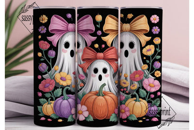 Spooky Ghostly Garden 20oz Tumbler Wrap Sublimation sassyprint 