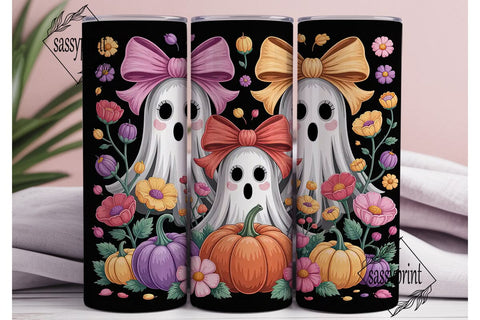 Spooky Ghostly Garden 20oz Tumbler Wrap Sublimation sassyprint 