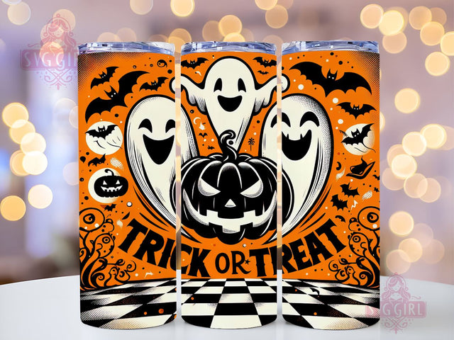 Spooky Ghosts 20oz Tumbler Wrap Sublimation Design, Straight Tapered Tumbler Wrap, Trick or Treat Tumbler Png, Instant Digital Download Sublimation SvggirlplusArt 
