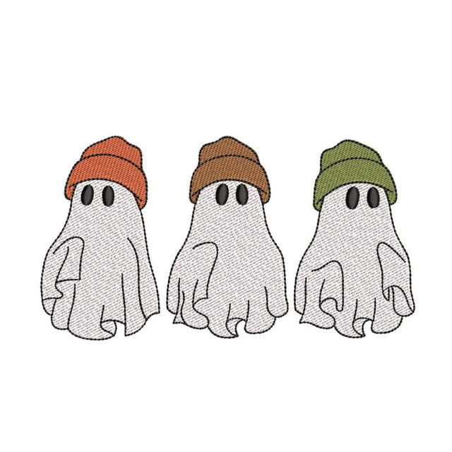 Spooky Ghosts Embroidery Design, Halloween Embroidery File, 4 sizes Embroidery/Applique DESIGNS Nino Nadaraia 