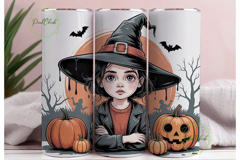 Spooky Girl Halloween 20oz Tumbler Wrap Sublimation PixelChick 