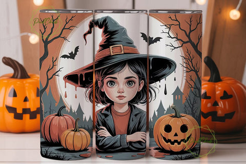 Spooky Girl Halloween 20oz Tumbler Wrap Sublimation PixelChick 