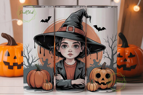 Spooky Girl Halloween 20oz Tumbler Wrap Sublimation PixelChick 