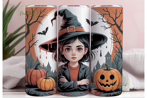Spooky Girl Halloween 20oz Tumbler Wrap Sublimation PixelChick 
