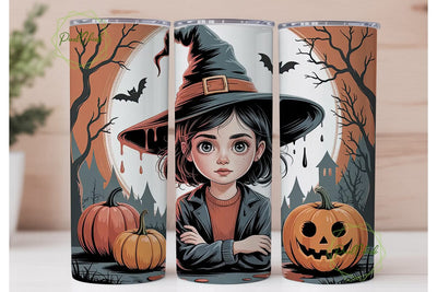 Spooky Girl Halloween 20oz Tumbler Wrap Sublimation PixelChick 