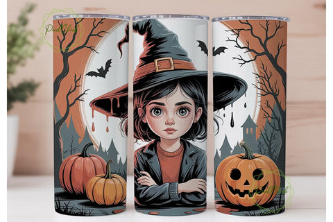 Spooky Girl Halloween 20oz Tumbler Wrap Sublimation PixelChick 