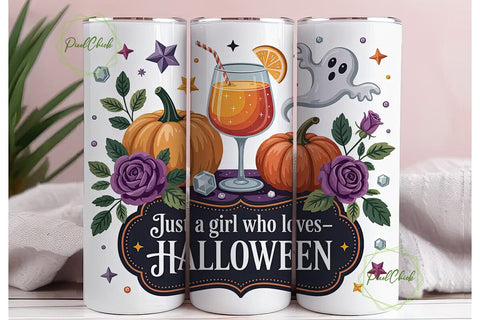Spooky Girl Halloween 20oz Tumbler Wrap Sublimation PixelChick 