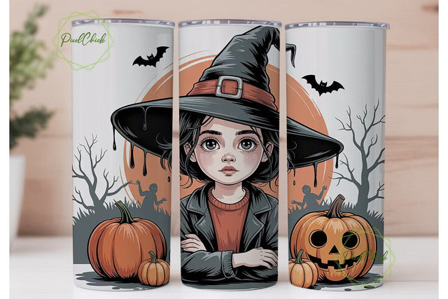 Spooky Girl Halloween 20oz Tumbler Wrap Sublimation PixelChick 