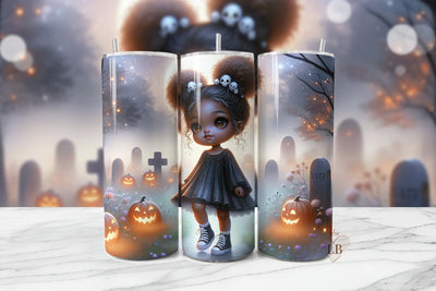 Spooky Girl & Jack-O'-Lantern Halloween Tumbler Design Sublimation BijouBay 