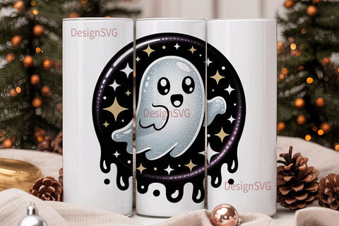 Spooky Glitter Ghost 20oz Tumbler Wrap Sublimation DesignSVG 