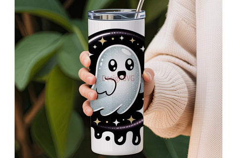 Spooky Glitter Ghost 20oz Tumbler Wrap Sublimation DesignSVG 