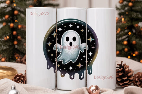 Spooky Glitter Ghost 20oz Tumbler Wrap Sublimation DesignSVG 