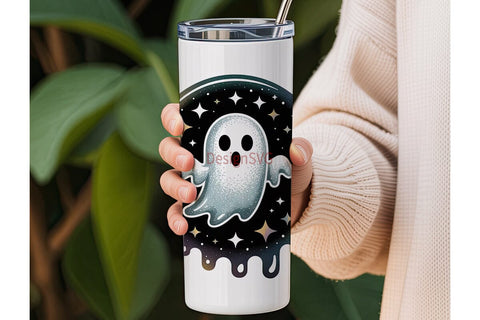 Spooky Glitter Ghost 20oz Tumbler Wrap Sublimation DesignSVG 