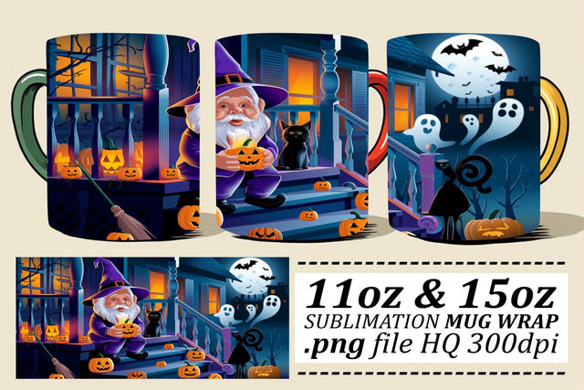 Spooky Gnome Mug Wrap for Fall 11oz Sublimation afrosvg 
