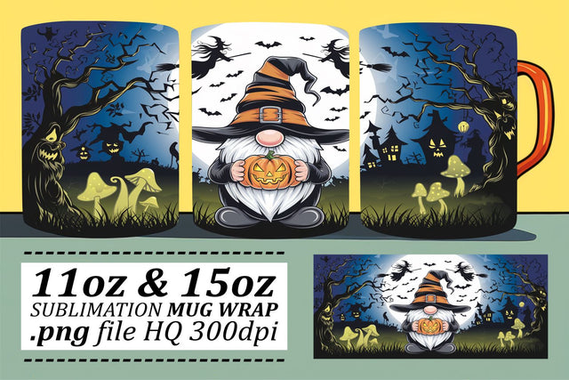 Spooky Gnome Mug Wrap for Halloween Sublimation afrosvg 