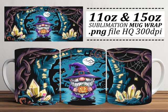 Spooky Gnome Mug Wrap for Halloween Sublimation afrosvg 