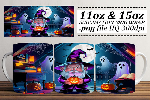 Spooky Gnome Mug Wrap Halloween Sublimation afrosvg 