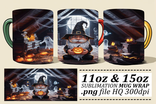 Spooky Gnome Mug Wrap Sublimation Sublimation afrosvg 