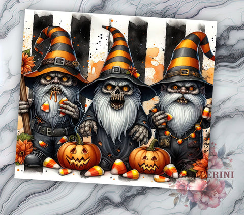 Spooky Gnomes 20oz Tumbler Wrap PNG, Halloween Gnomes Tumbler PNG Sublimation Design, Straight & Tapered Tumbler Wrap, Instant Digital Download Sublimation Li Zamperini 
