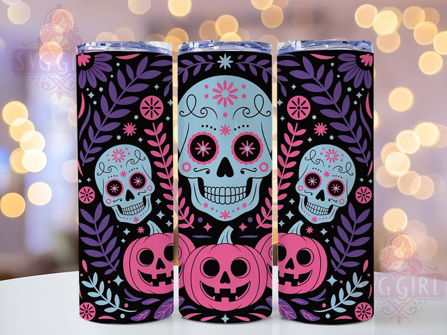 Spooky Gothic Halloween Skull Tumbler, Halloween Skull Wrap, Gothic Tumbler Design, 20Oz Skinny Tumbler, Skull Sublimation Wrap, Creepy Halloween Drinkware, Dark Skull Tumbler Sublimation SvggirlplusArt 