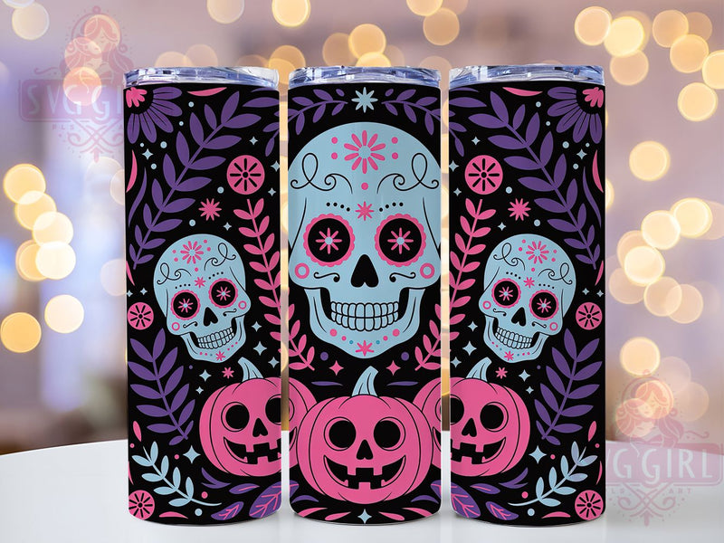 Spooky Gothic Halloween Skull Tumbler, Halloween Skull Wrap, Gothic Tumbler Design, 20Oz Skinny Tumbler, Skull Sublimation Wrap, Creepy Halloween Drinkware, Dark Skull Tumbler Sublimation SvggirlplusArt 