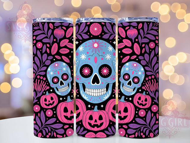 Spooky Gothic Halloween Skull Tumbler, Halloween Skull Wrap, Gothic Tumbler Design, 20Oz Skinny Tumbler, Skull Sublimation Wrap, Creepy Halloween Drinkware, Dark Skull Tumbler Sublimation SvggirlplusArt 